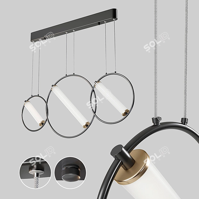 Sleek Resist LED Pendant: Modern Illumination with Trio of Rings 3D model image 1