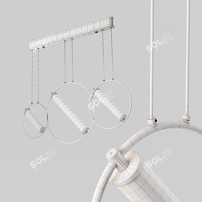 Sleek Resist LED Pendant: Modern Illumination with Trio of Rings 3D model image 5