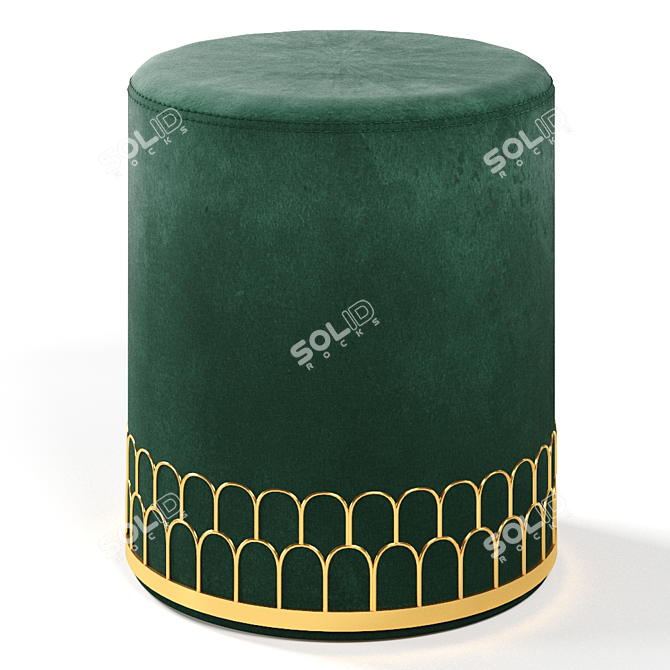 Velvet Wonder Poufs 3D model image 2