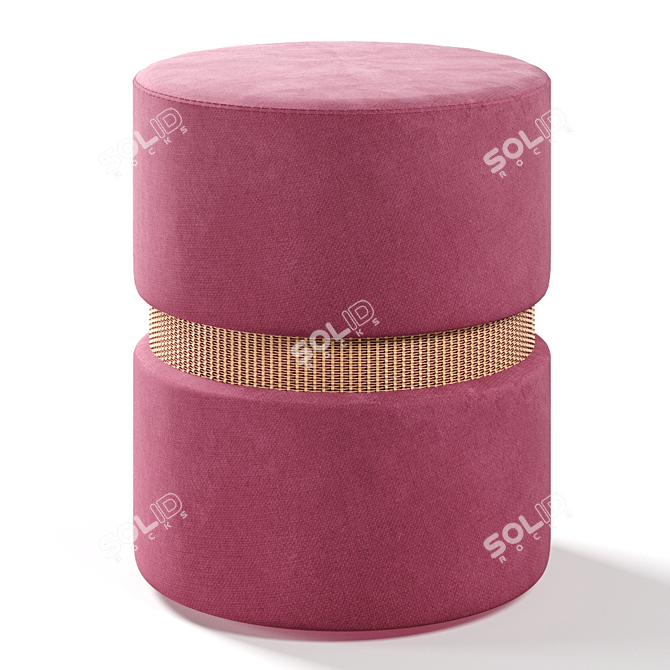 Velvet Wonder Poufs 3D model image 3