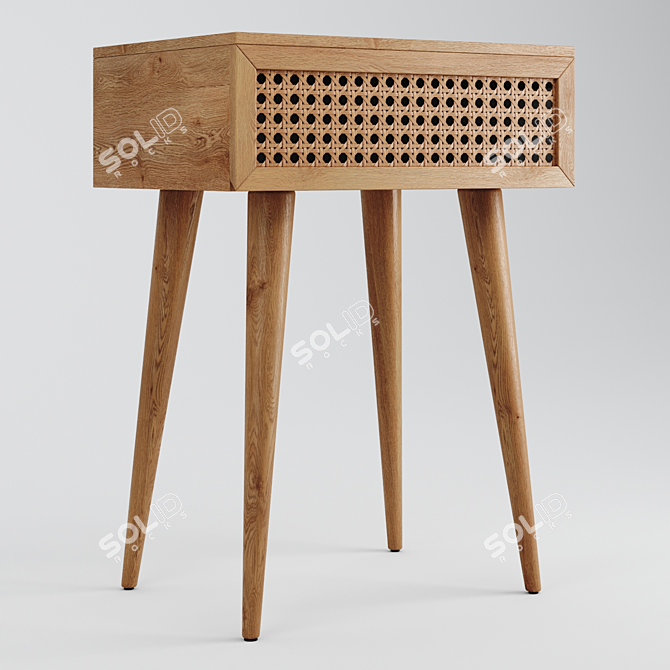 Rattan Bedside Table: Light Oak Elegance 3D model image 3