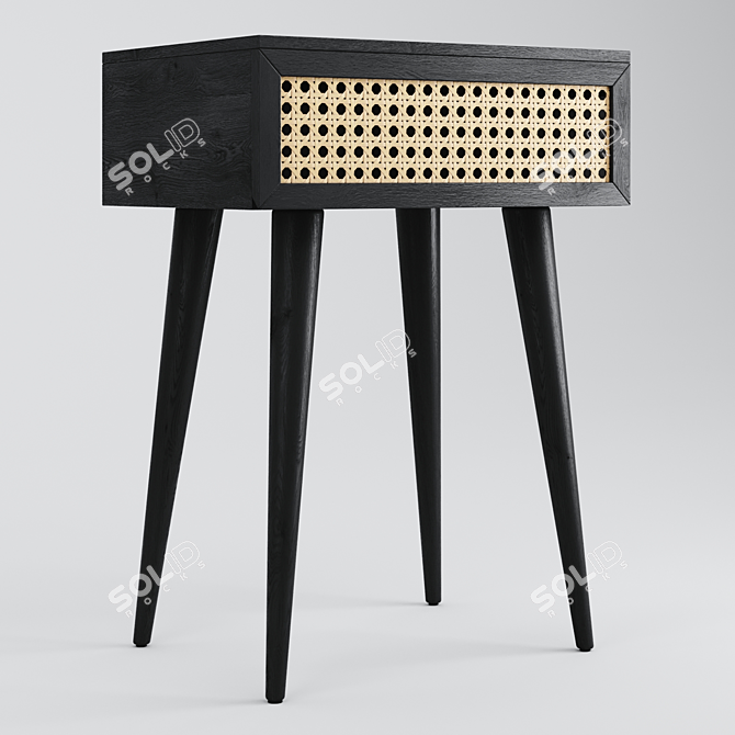 Rattan Bedside Table: Light Oak Elegance 3D model image 4