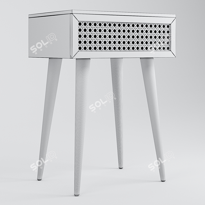 Rattan Bedside Table: Light Oak Elegance 3D model image 5