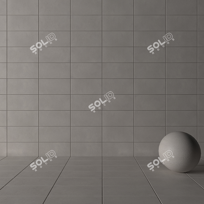 Core Gray Concrete Wall Tiles 3D model image 2