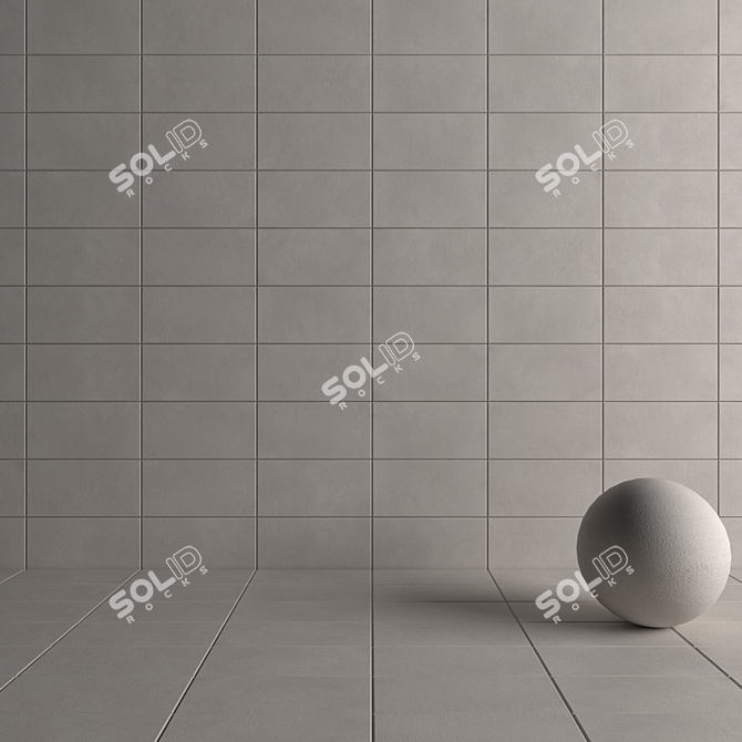 Core Gray Concrete Wall Tiles 3D model image 3