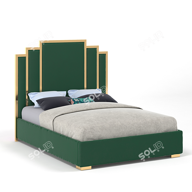 Regal Velvet Queen Bed 3D model image 3