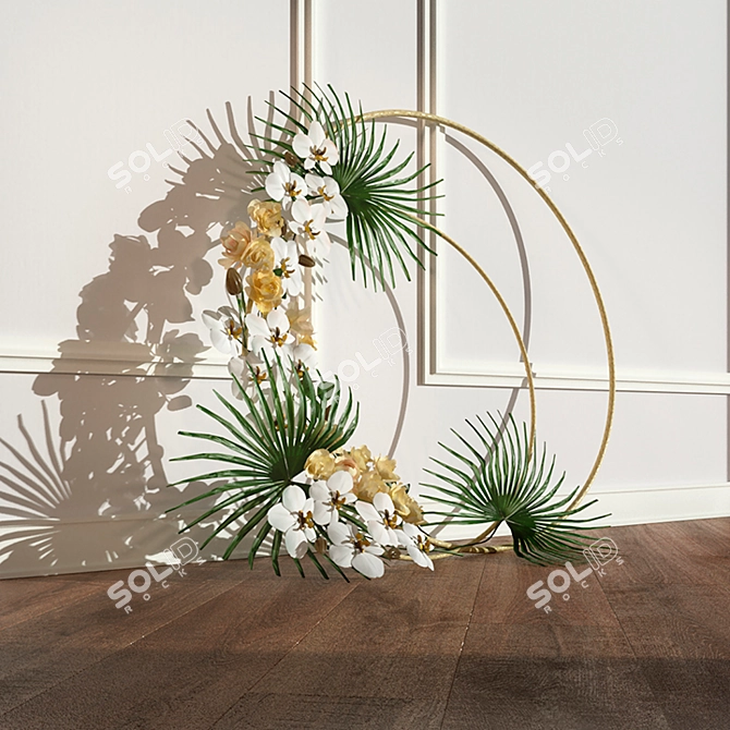 Orchid and Yellow Rose Bouquet 3D model image 5