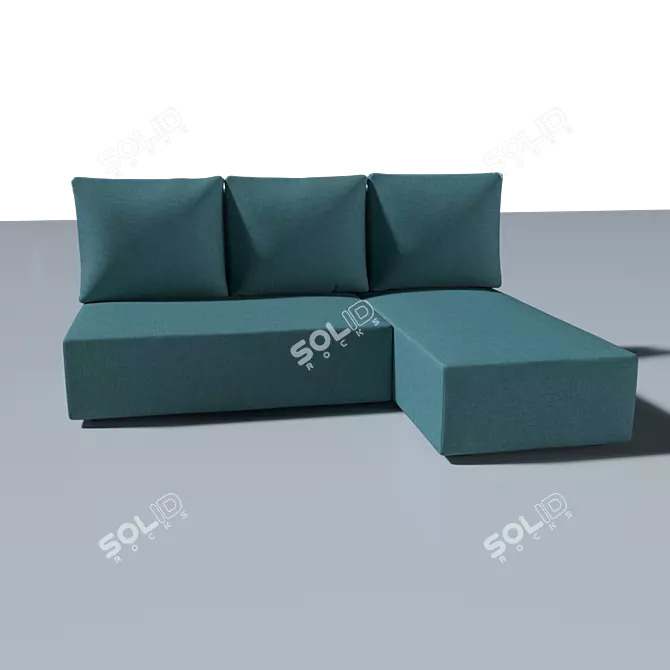 Modern Turquoise Angular Sofa 3D model image 2