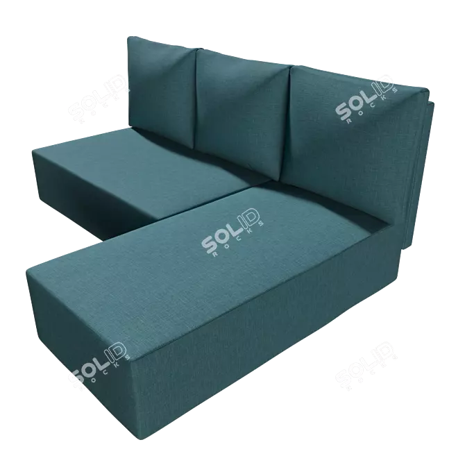 Modern Turquoise Angular Sofa 3D model image 4