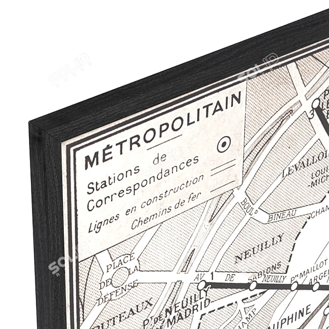 Vintage Guilmin's Paris Metro Map - Classic Restoration Piece 3D model image 3