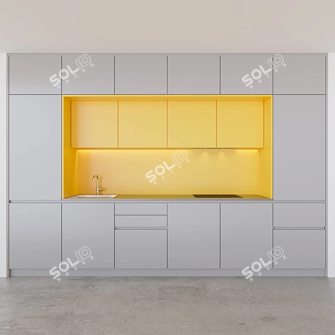 Modern Yellow Kitchen Set 3D model image 1