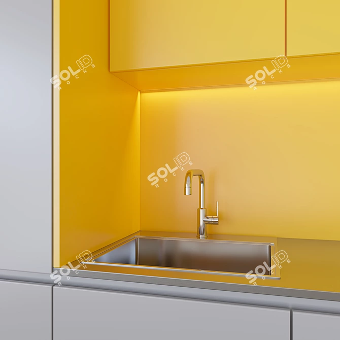 Modern Yellow Kitchen Set 3D model image 2