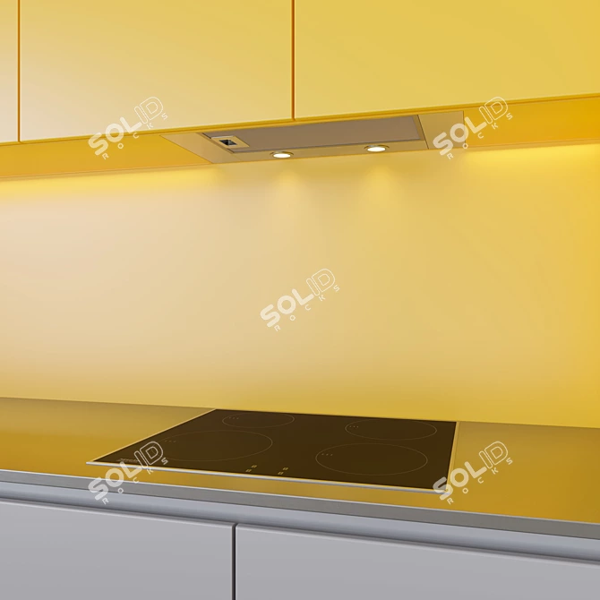 Modern Yellow Kitchen Set 3D model image 3