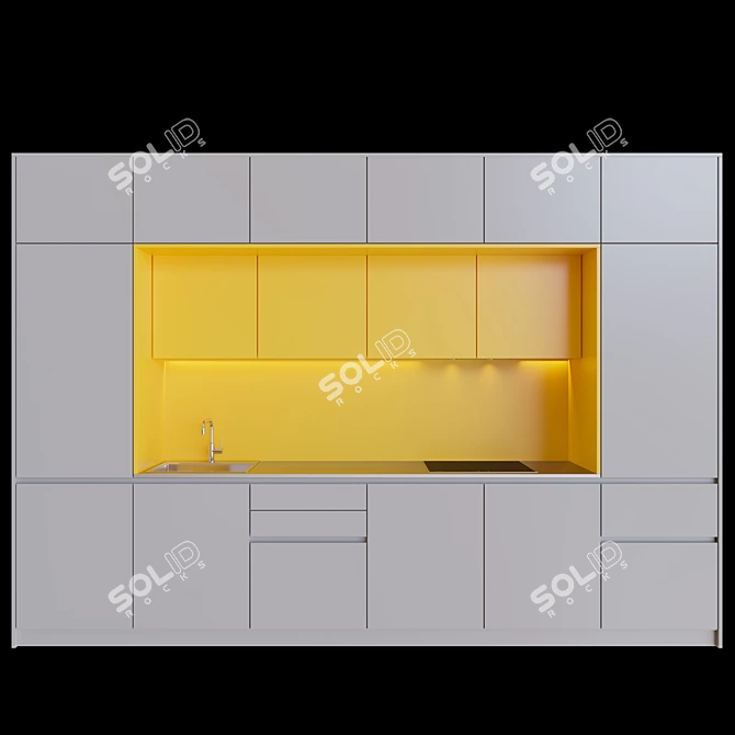 Modern Yellow Kitchen Set 3D model image 5