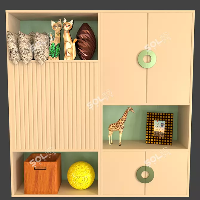 Neutral Kids Locker Furniture 3D model image 1