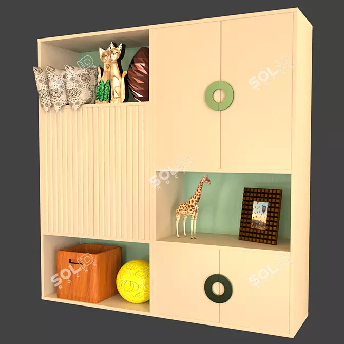 Neutral Kids Locker Furniture 3D model image 2