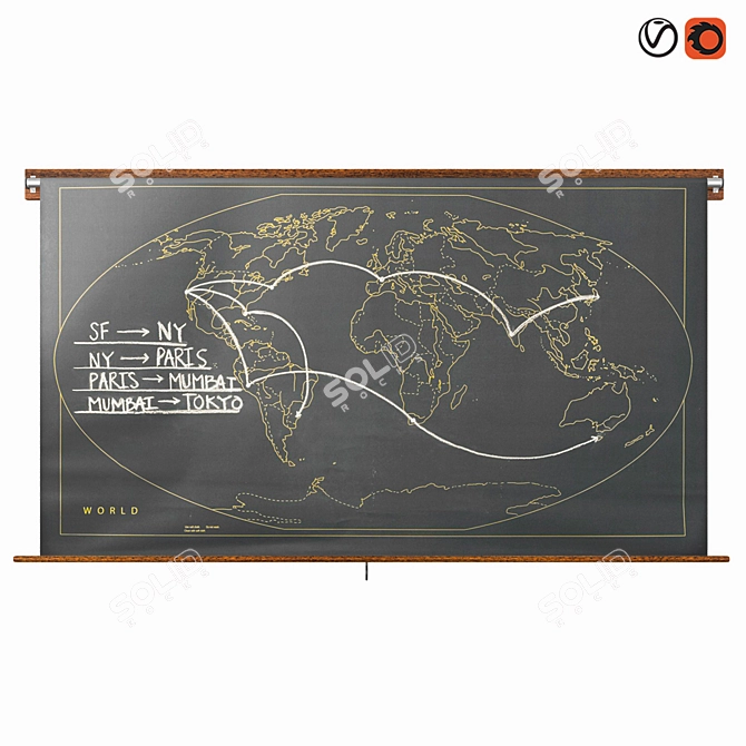 Title: Vintage-Inspired Military Chalkboard Map 3D model image 1