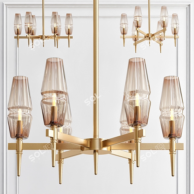 Polani Chandelier: Elegant Modern Amber Glass Chandelier 3D model image 1