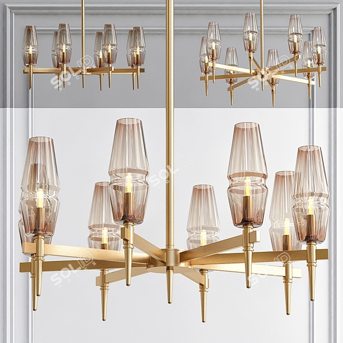 Modern Golden Amber Chandelier 3D model image 1