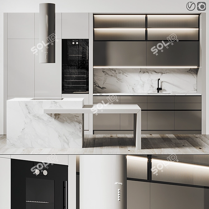 Modern Kitchen 3D Model: High-Quality Design 3D model image 5