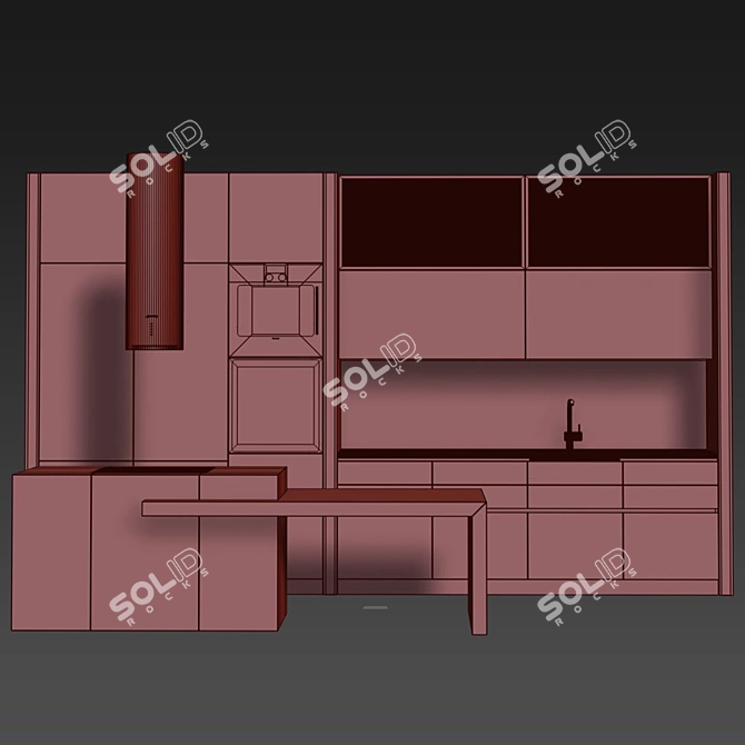 Modern Kitchen 3D Model: High-Quality Design 3D model image 4