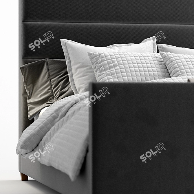 Elegant Channel Upholstered Bed 3D model image 3