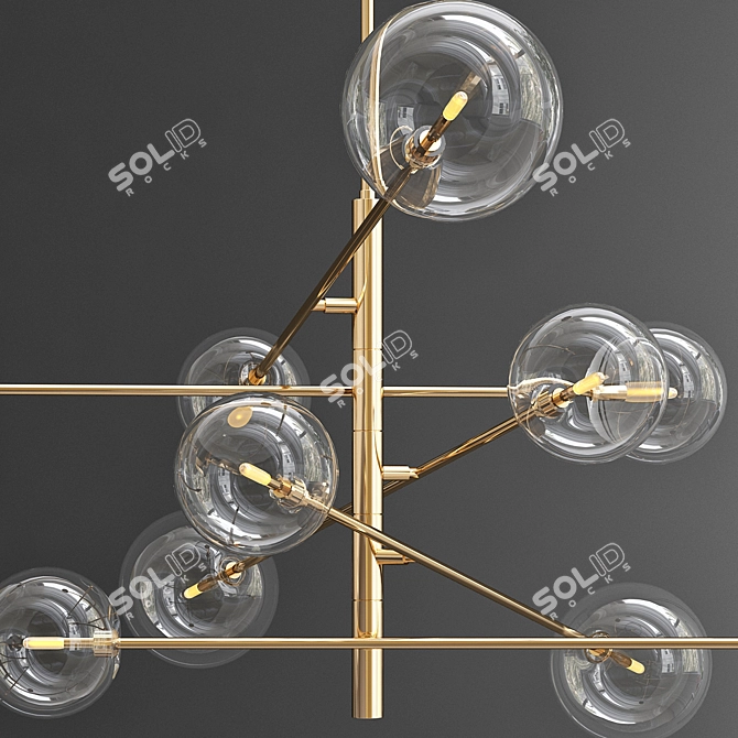 Bolle Hanging Lamp: Elegant Antique Brass Chandelier 3D model image 2