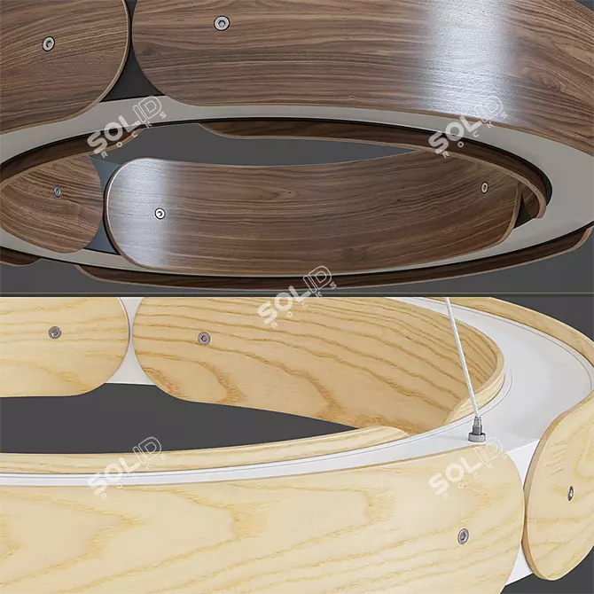 Wooden LED Chandelier, Lampatron RANGE 1 3D model image 2