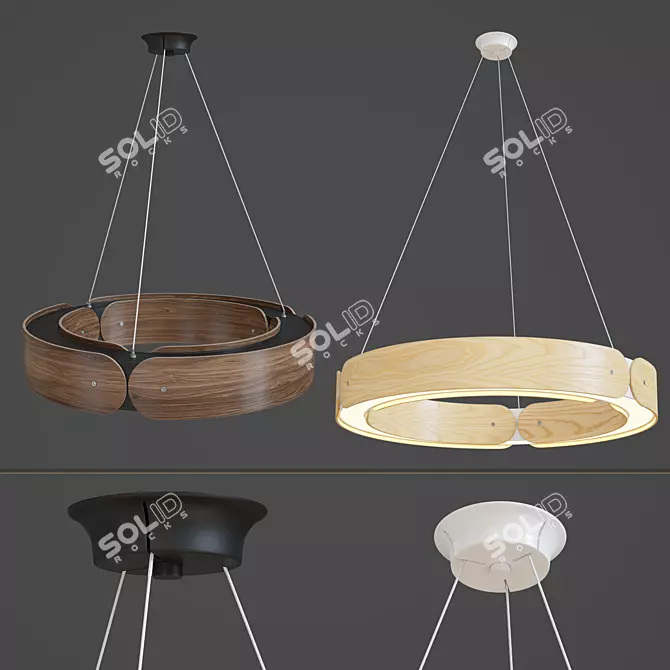Wooden LED Chandelier, Lampatron RANGE 1 3D model image 4