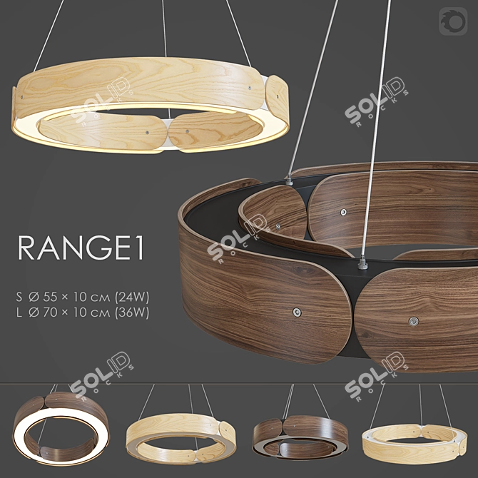 Wooden LED Chandelier, Lampatron RANGE 1 3D model image 6