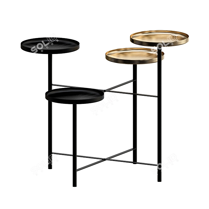 Versatile Metal Side Table with Multiple Levels 3D model image 1