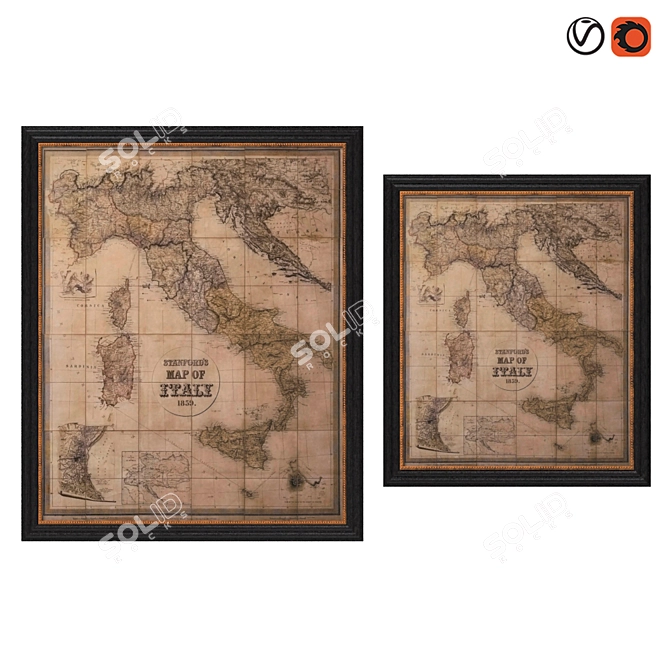 Stanford's 1859 Map: Authentic Italian Restoration 3D model image 1