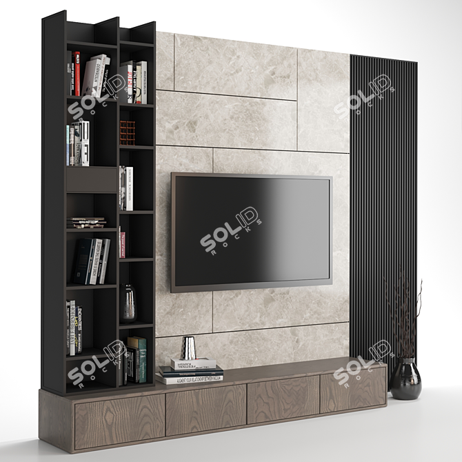 Modular TV Wall - Easily Editable, Sleek Design 3D model image 3