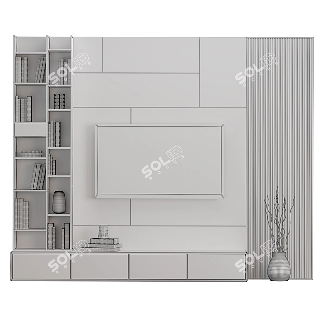 Modular TV Wall - Easily Editable, Sleek Design 3D model image 5