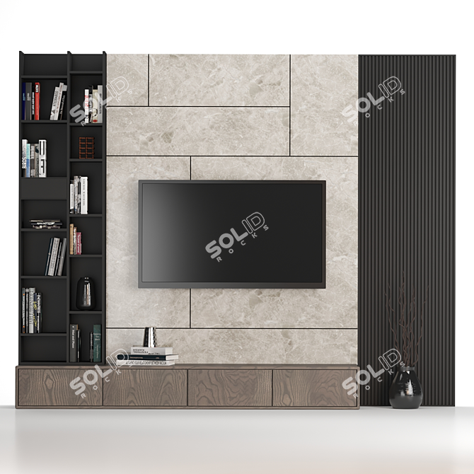 Modular TV Wall - Easily Editable, Sleek Design 3D model image 6