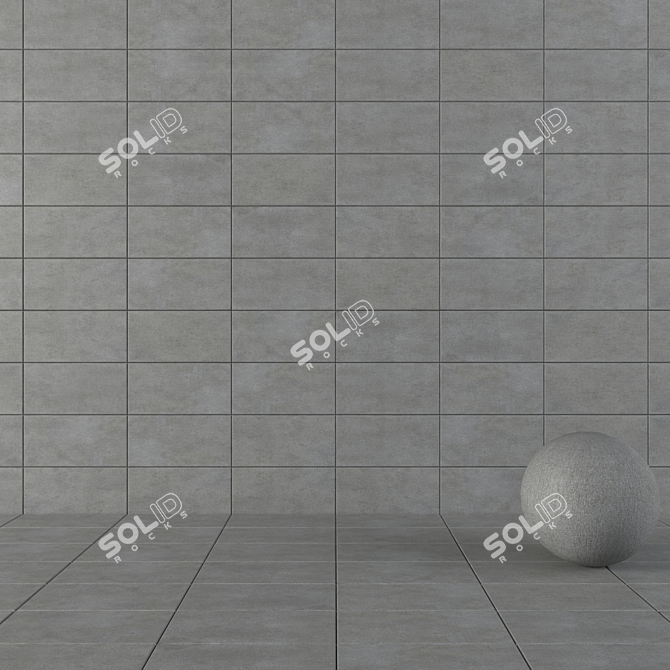 Savoy Concrete Wall Tiles: Modern Anthracite Set 3D model image 1