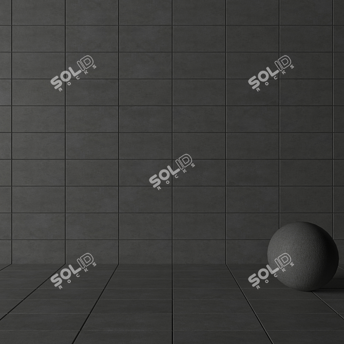 Savoy Concrete Wall Tiles: Modern Anthracite Set 3D model image 3