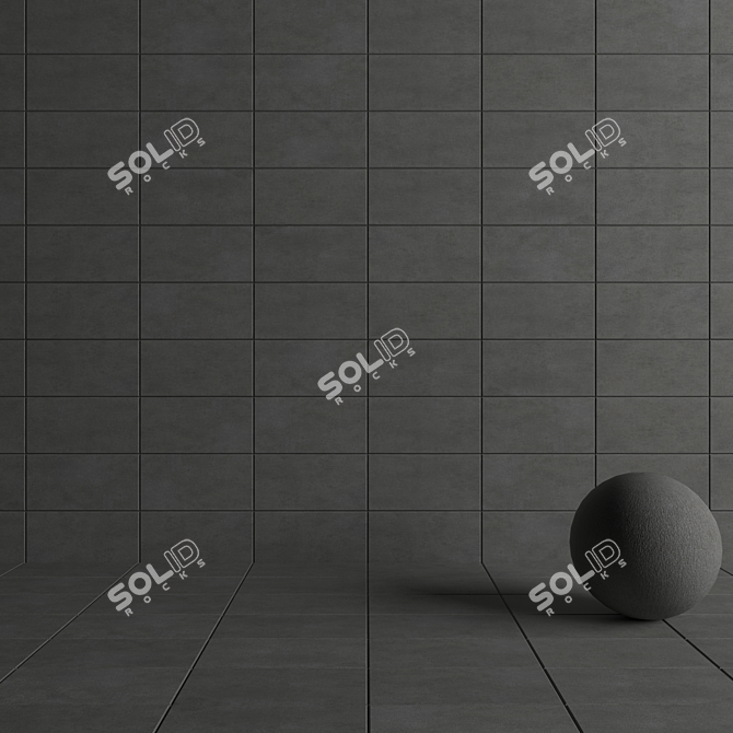 Savoy Concrete Wall Tiles: Modern Anthracite Set 3D model image 4