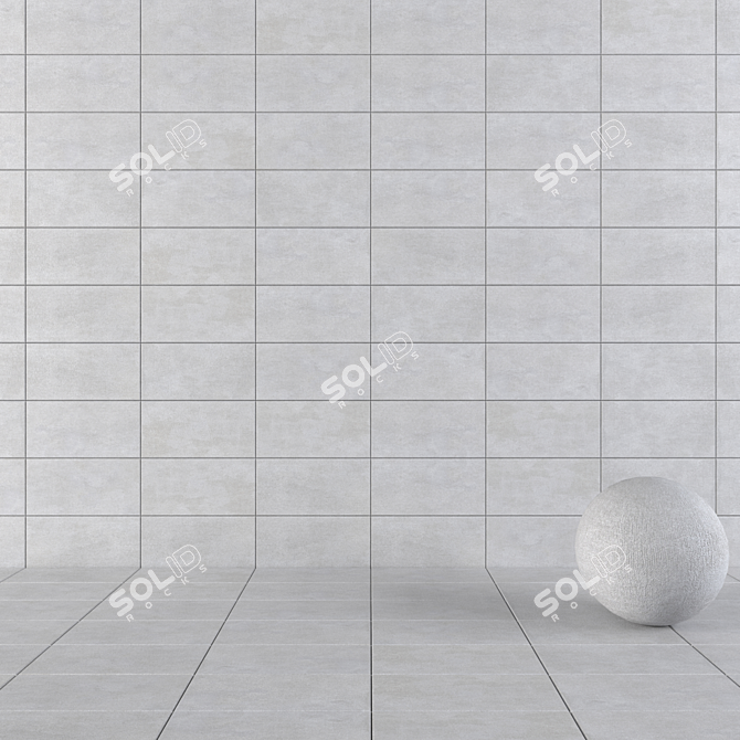 Savoy Grey Concrete Wall Tiles: Multi-Texture, 30x60 cm 3D model image 1