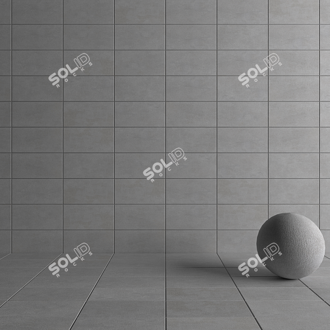 Savoy Grey Concrete Wall Tiles: Multi-Texture, 30x60 cm 3D model image 4