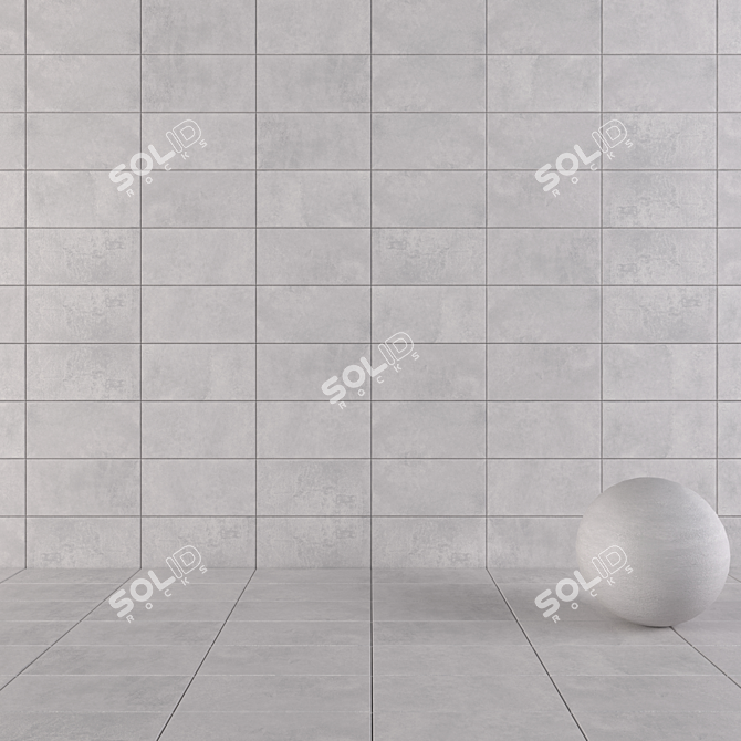 Modern Gray Concrete Wall Tiles 3D model image 1