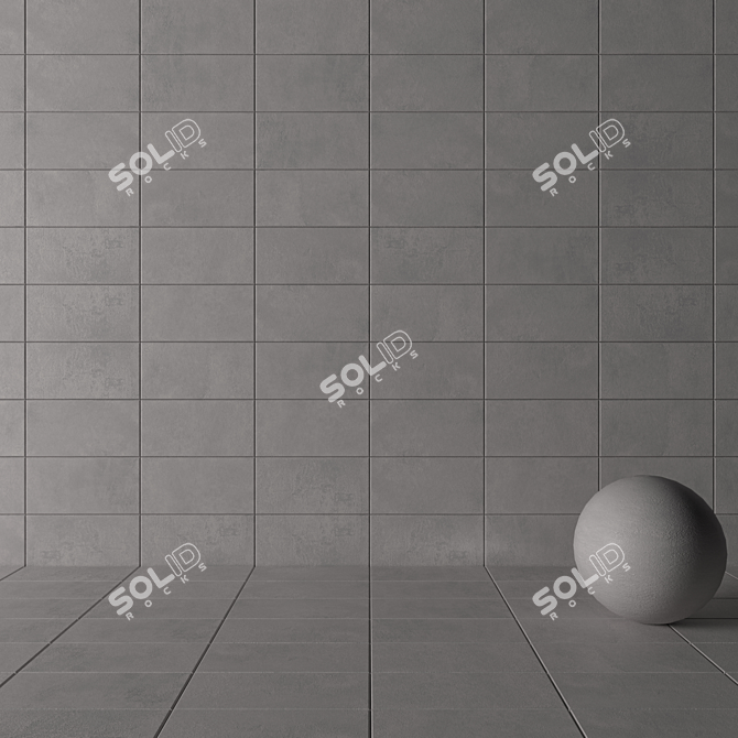 Modern Gray Concrete Wall Tiles 3D model image 3