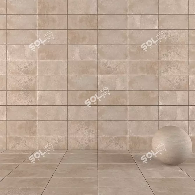 Modern Concrete Wall Tiles - Taupe Set 3D model image 1