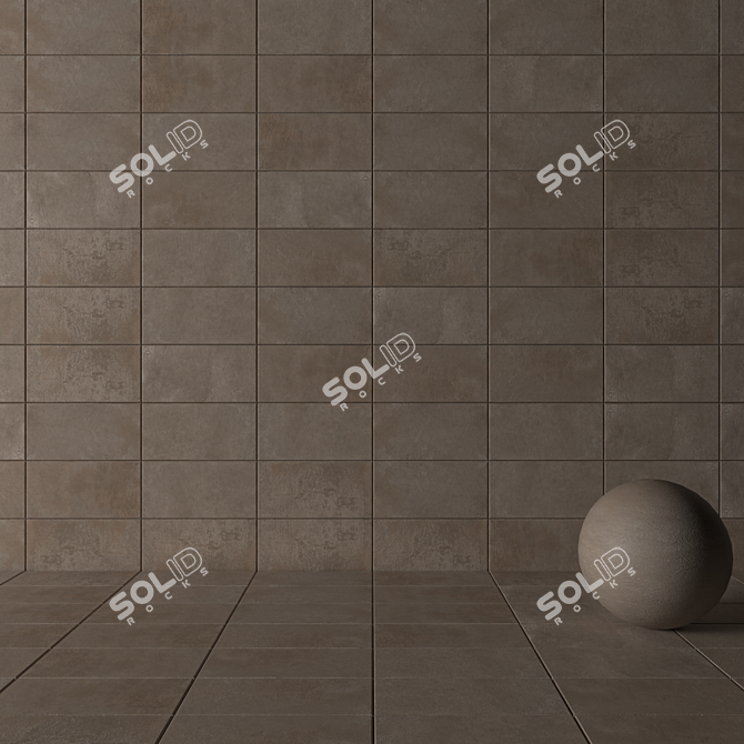 Modern Concrete Wall Tiles - Taupe Set 3D model image 3