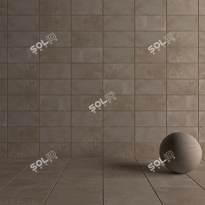 Modern Concrete Wall Tiles - Taupe Set 3D model image 4