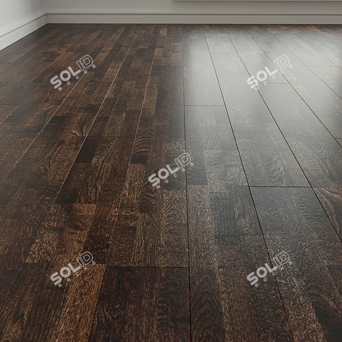 Vibrant Oak Parquet Flooring 3D model image 1