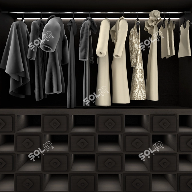 Realistic 3D Wardrobe: Stylish and Spacious 3D model image 3