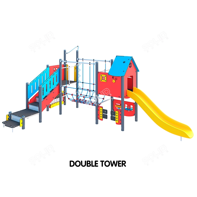 Dual Tower - Mesh and Staircase - 5 Level 3D model image 6