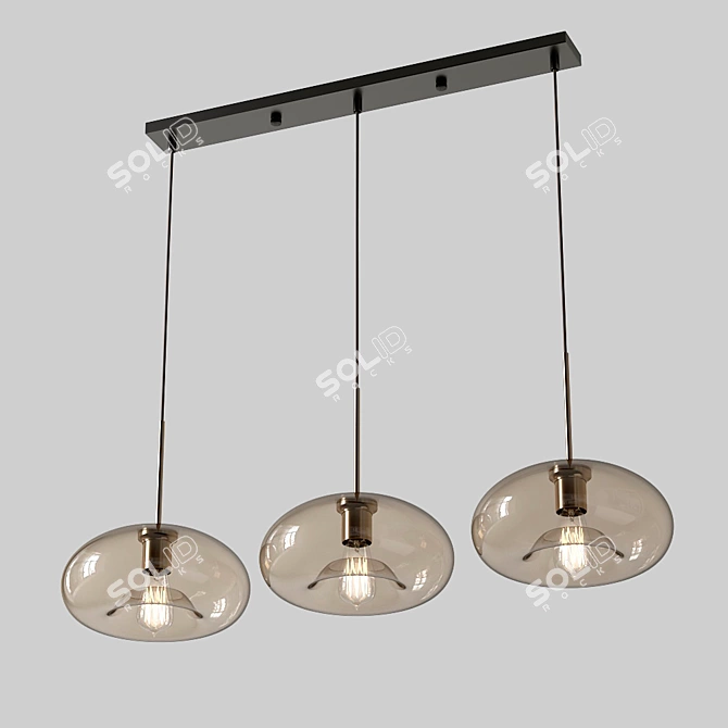 Vilmo Trio G: Designer Amber 3-Light Chandelier 3D model image 2