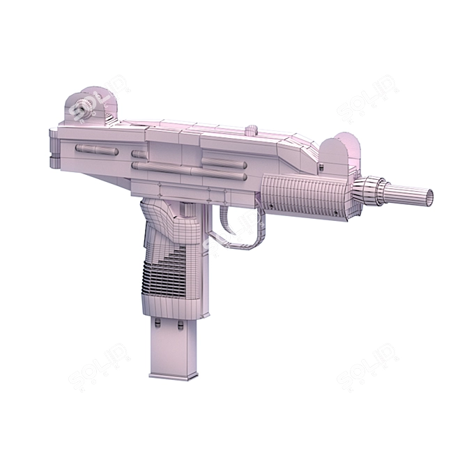 Compact Uzi Submachine Gun 3D model image 3
